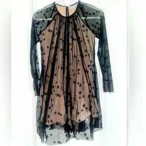 Beautiful GIRLS Stella McCartney Sheer Black Star Dress size 12 EUC
